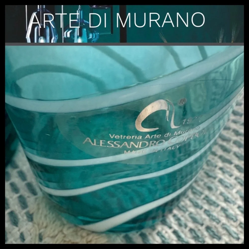 NEW⭐️Arte Di Murano Alessandro Coppola Handmade Italian Teal Drinking Glasses